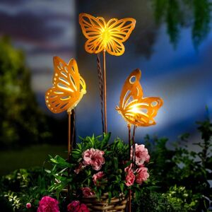 LED záhradné zápichy Zlatí motýle